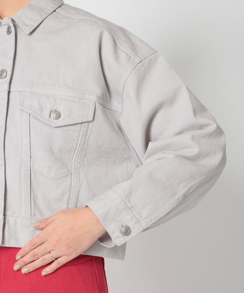 Simplicite（サンプリシテ）の「Natural Friendly Denim ジャケット◆（デニムジャケット・レディース・ネイビー/ブルー/ライトグレー・FREE）」の19枚目の写真