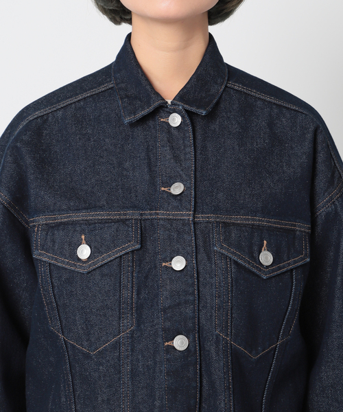 Simplicite（サンプリシテ）の「Natural Friendly Denim ジャケット◆（デニムジャケット・レディース・ネイビー/ブルー/ライトグレー・FREE）」の5枚目の写真