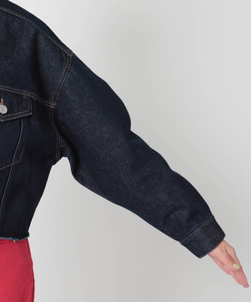 Simplicite（サンプリシテ）の「Natural Friendly Denim ジャケット◆（デニムジャケット・レディース・ネイビー/ブルー/ライトグレー・FREE）」の4枚目の写真