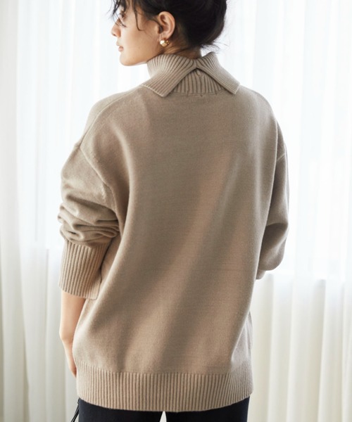 AMERICAN HOLIC（アメリカンホリック）の「ハイネックコクーンニットプルオーバー（ニット/セーター・レディース・モカ/ダークネイビー/アイボリー/サックスブルー・M/L）」の3枚目の写真