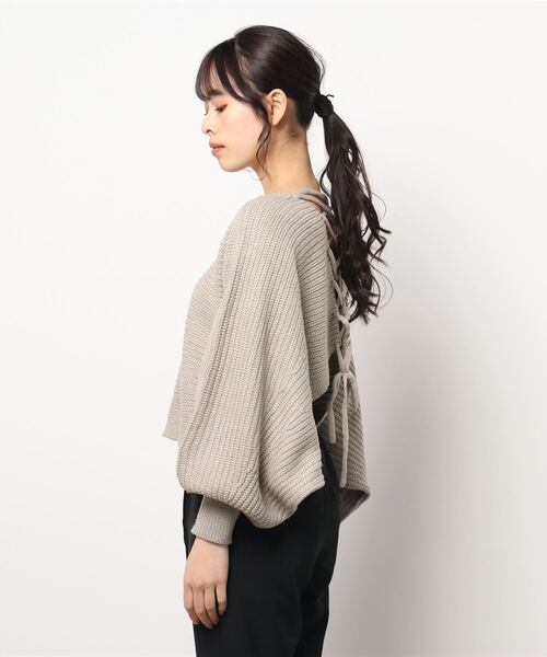 ANAP（アナップ）の「レースアップドルマンスリーブニットトップス  