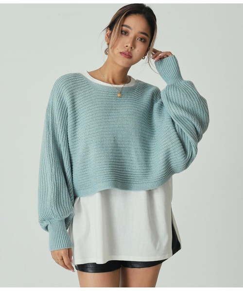 ANAP（アナップ）の「レースアップドルマンスリーブニットトップス  