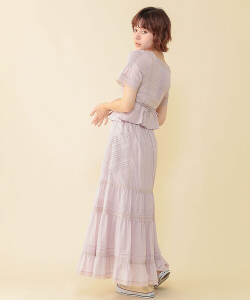deicy コットン ロングスカート DEICY（デイシー）の「ピンタックレースロングスカート
