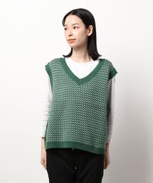 Samansa Mos2 | ジャカード前後着ニットベスト(ベスト)