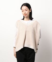 Samansa Mos2 | ジャカード前後着ニットベスト(ベスト)