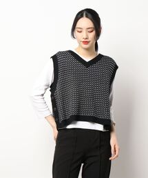 Samansa Mos2 | ジャカード前後着ニットベスト(ベスト)