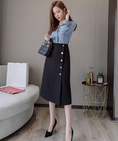 Ulysses（ユリシス）の「ボタンデザインタイトスカート（スカート・レディース・ベージュ/ブラック・L/M）」の3枚目の写真