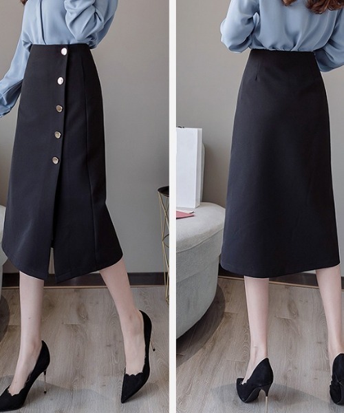 Ulysses（ユリシス）の「ボタンデザインタイトスカート（スカート・レディース・ベージュ/ブラック・L/M）」の5枚目の写真