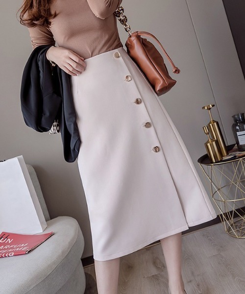 Ulysses（ユリシス）の「ボタンデザインタイトスカート（スカート・レディース・ベージュ/ブラック・L/M）」の10枚目の写真