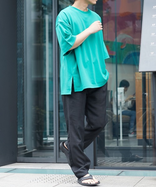 CIAOPANIC TYPY（チャオパニックティピー）の「▽【一部SHOP限定】【ユニセックス】ポンチハイカウントサイドスリットビッグシルエットTee（Tシャツ/カットソー・メンズ・ホワイト/ブラック/ブルー/グレイッシュベージュ/パープル/グリーン・M/L）」の5枚目の写真