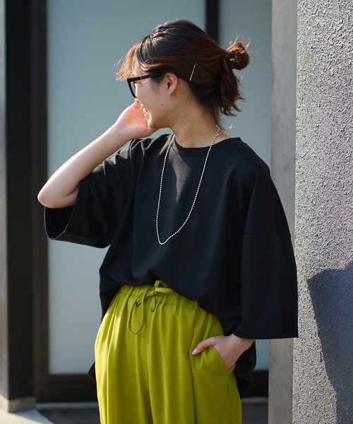 CIAOPANIC TYPY（チャオパニックティピー）の「▽【一部SHOP限定】【ユニセックス】ポンチハイカウントサイドスリットビッグシルエットTee（Tシャツ/カットソー・メンズ・ホワイト/ブラック/ブルー/グレイッシュベージュ/パープル/グリーン・M/L）」の7枚目の写真