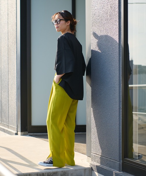 CIAOPANIC TYPY（チャオパニックティピー）の「▽【一部SHOP限定】【ユニセックス】ポンチハイカウントサイドスリットビッグシルエットTee（Tシャツ/カットソー・メンズ・ホワイト/ブラック/ブルー/グレイッシュベージュ/パープル/グリーン・M/L）」の12枚目の写真