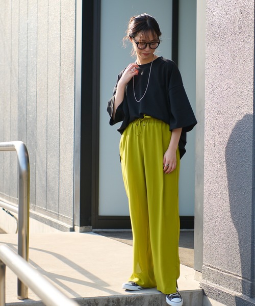 CIAOPANIC TYPY（チャオパニックティピー）の「▽【一部SHOP限定】【ユニセックス】ポンチハイカウントサイドスリットビッグシルエットTee（Tシャツ/カットソー・メンズ・ホワイト/ブラック/ブルー/グレイッシュベージュ/パープル/グリーン・M/L）」の10枚目の写真