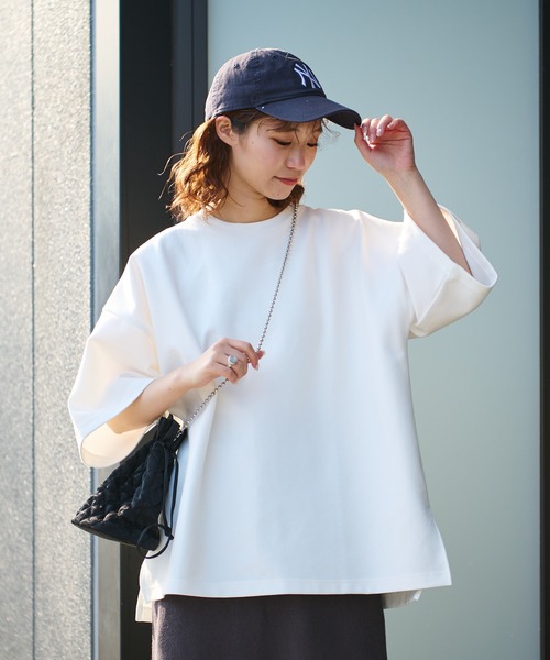 CIAOPANIC TYPY（チャオパニックティピー）の「▽【一部SHOP限定】【ユニセックス】ポンチハイカウントサイドスリットビッグシルエットTee（Tシャツ/カットソー・メンズ・ホワイト/ブラック/ブルー/グレイッシュベージュ/パープル/グリーン・M/L）」の18枚目の写真