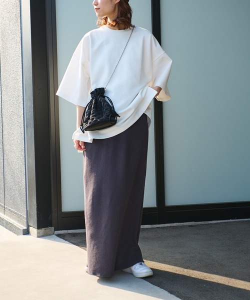 CIAOPANIC TYPY（チャオパニックティピー）の「▽【一部SHOP限定】【ユニセックス】ポンチハイカウントサイドスリットビッグシルエットTee（Tシャツ/カットソー・メンズ・ホワイト/ブラック/ブルー/グレイッシュベージュ/パープル/グリーン・M/L）」の21枚目の写真