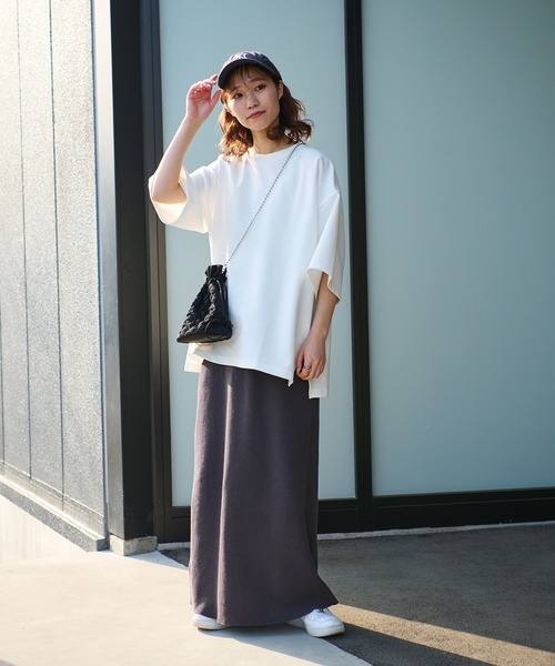 CIAOPANIC TYPY（チャオパニックティピー）の「▽【一部SHOP限定】【ユニセックス】ポンチハイカウントサイドスリットビッグシルエットTee（Tシャツ/カットソー・メンズ・ホワイト/ブラック/ブルー/グレイッシュベージュ/パープル/グリーン・M/L）」の22枚目の写真