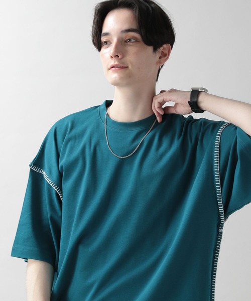 RAGEBLUE(レイジブルー)の「スムースコットン/ハンドステッチTシャツ(Tシャツ/カットソー・メンズ・ホワイト/ベージュ/ブルー系その他/スミクロ・MEDIUM/LARGE)」の1枚目の写真