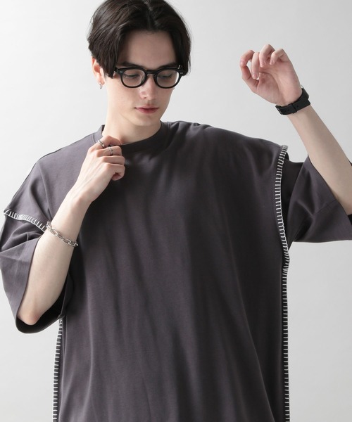 RAGEBLUE(レイジブルー)の「スムースコットン/ハンドステッチTシャツ(Tシャツ/カットソー・メンズ・ホワイト/ベージュ/ブルー系その他/スミクロ・MEDIUM/LARGE)」の3枚目の写真