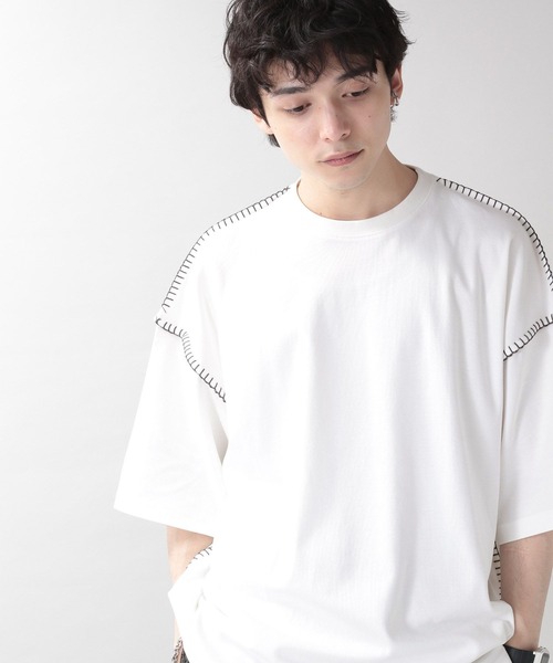 RAGEBLUE(レイジブルー)の「スムースコットン/ハンドステッチTシャツ(Tシャツ/カットソー・メンズ・ホワイト/ベージュ/ブルー系その他/スミクロ・MEDIUM/LARGE)」の6枚目の写真