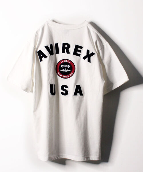 AVIREX(アヴィレックス)の「VARSITY LOGO T-SHIRT 2.0 / ヴァーシティー ロゴ Tシャツ2.0 / AVIREX / アヴィレックス(Tシャツ/カットソー・メンズ・ダークグリーン/オフホワイト/ブラック/ネイビー/ピンク/マスタード/ブラウン・LARGE/XX-LARGE/X-LARGE/MEDIUM/L/XL/2XL/M)」の10枚目の写真