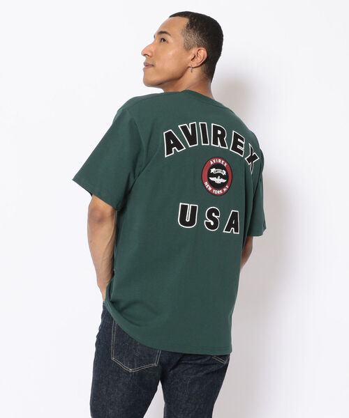 AVIREX(アヴィレックス)の「VARSITY LOGO T-SHIRT 2.0 / ヴァーシティー ロゴ Tシャツ2.0 / AVIREX / アヴィレックス(Tシャツ/カットソー・メンズ・ダークグリーン/オフホワイト/ブラック/ネイビー/ピンク/マスタード/ブラウン・LARGE/XX-LARGE/X-LARGE/MEDIUM/L/XL/2XL/M)」の9枚目の写真