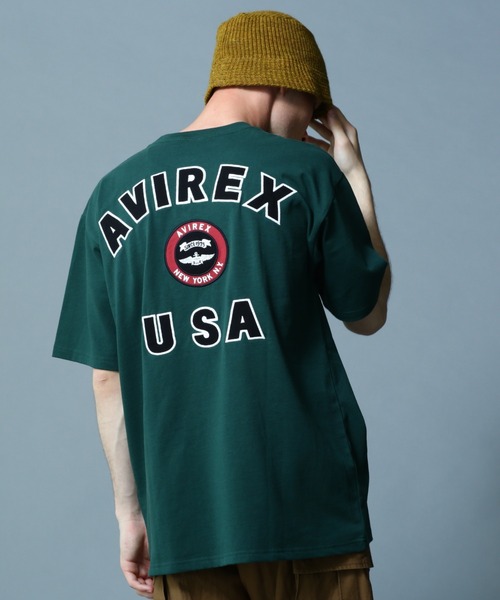AVIREX(アヴィレックス)の「VARSITY LOGO T-SHIRT 2.0 / ヴァーシティー ロゴ Tシャツ2.0 / AVIREX / アヴィレックス(Tシャツ/カットソー・メンズ・ダークグリーン/オフホワイト/ブラック/ネイビー/ピンク/マスタード/ブラウン・LARGE/XX-LARGE/X-LARGE/MEDIUM/L/XL/2XL/M)」の5枚目の写真