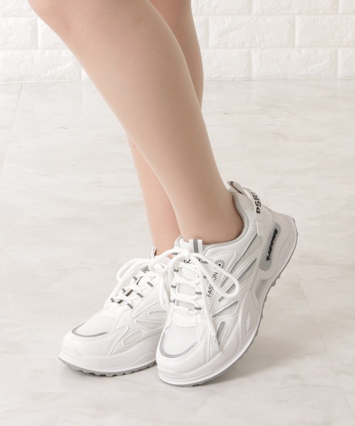 Lace Ladies（レースレディース）の「英字ロゴ配色厚底ストラップシューズ（スニーカー・レディース・ホワイト/ブルー/ブラック・24/25/24.5/23/23.5）」の5枚目の写真