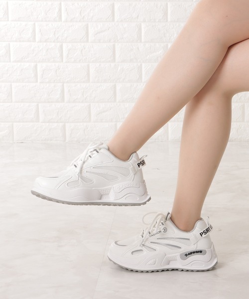 Lace Ladies（レースレディース）の「英字ロゴ配色厚底ストラップシューズ（スニーカー・レディース・ホワイト/ブルー/ブラック・24/25/24.5/23/23.5）」の6枚目の写真