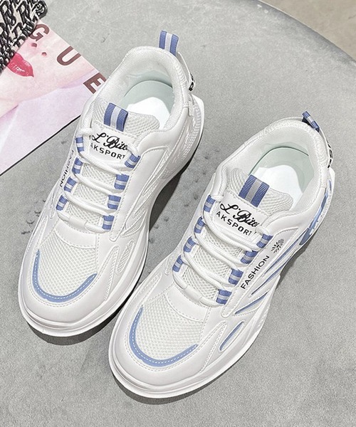Lace Ladies（レースレディース）の「英字ロゴ配色厚底ストラップシューズ（スニーカー・レディース・ホワイト/ブルー/ブラック・24/25/24.5/23/23.5）」の22枚目の写真