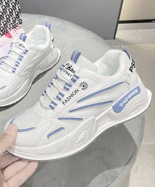 Lace Ladies（レースレディース）の「英字ロゴ配色厚底ストラップシューズ（スニーカー・レディース・ホワイト/ブルー/ブラック・24/25/24.5/23/23.5）」の21枚目の写真