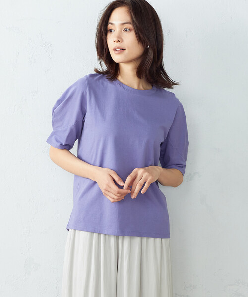 COMME CA ISM(コムサイズム)の「ボリュームスリーブ カットソー(Tシャツ/カットソー・レディース・ホワイト/パープル/チャコール・MEDIUM/LARGE)」の3枚目の写真