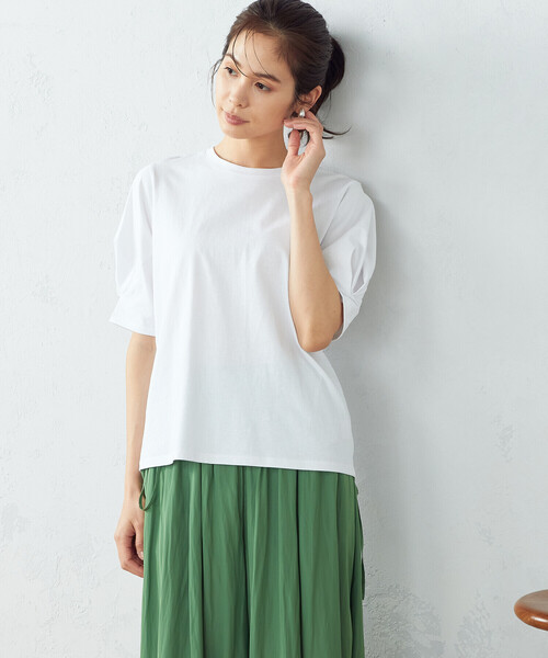 COMME CA ISM(コムサイズム)の「ボリュームスリーブ カットソー(Tシャツ/カットソー・レディース・ホワイト/パープル/チャコール・MEDIUM/LARGE)」の6枚目の写真