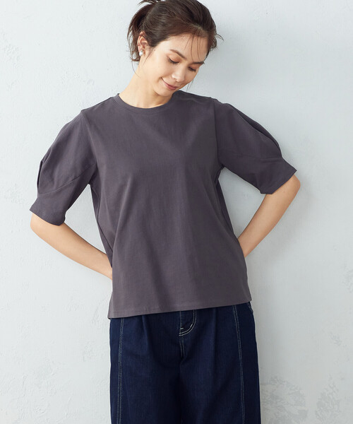 COMME CA ISM(コムサイズム)の「ボリュームスリーブ カットソー(Tシャツ/カットソー・レディース・ホワイト/パープル/チャコール・MEDIUM/LARGE)」の8枚目の写真