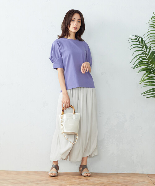 COMME CA ISM(コムサイズム)の「ボリュームスリーブ カットソー(Tシャツ/カットソー・レディース・ホワイト/パープル/チャコール・MEDIUM/LARGE)」の9枚目の写真