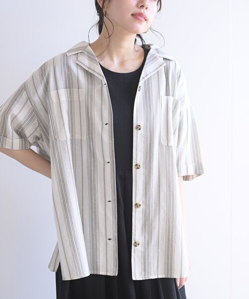 rps(アールピーエス)の「コットンリネン開襟シャツ(シャツ/ブラウス・レディース・ブラック/ベージュ/グリーン/アイボリー/モカ/ライトカーキ/ホワイト系その他4・M)」の7枚目の写真