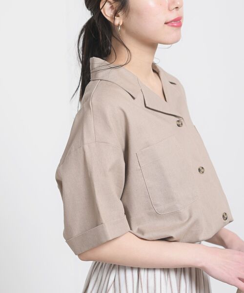 rps(アールピーエス)の「コットンリネン開襟シャツ(シャツ/ブラウス・レディース・ブラック/ベージュ/グリーン/アイボリー/モカ/ライトカーキ/ホワイト系その他4・M)」の5枚目の写真