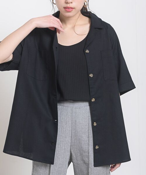 rps(アールピーエス)の「コットンリネン開襟シャツ(シャツ/ブラウス・レディース・ブラック/ベージュ/グリーン/アイボリー/モカ/ライトカーキ/ホワイト系その他4・M)」の3枚目の写真