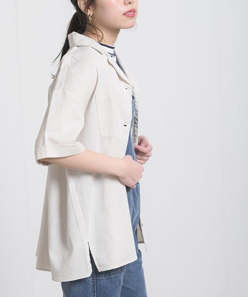 rps(アールピーエス)の「コットンリネン開襟シャツ(シャツ/ブラウス・レディース・ブラック/ベージュ/グリーン/アイボリー/モカ/ライトカーキ/ホワイト系その他4・M)」の13枚目の写真