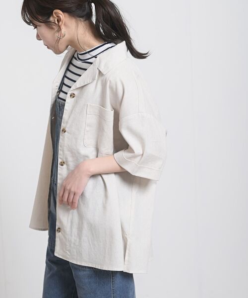 rps(アールピーエス)の「コットンリネン開襟シャツ(シャツ/ブラウス・レディース・ブラック/ベージュ/グリーン/アイボリー/モカ/ライトカーキ/ホワイト系その他4・M)」の15枚目の写真