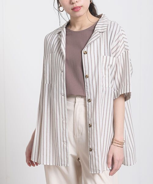 rps(アールピーエス)の「コットンリネン開襟シャツ(シャツ/ブラウス・レディース・ブラック/ベージュ/グリーン/アイボリー/モカ/ライトカーキ/ホワイト系その他4・M)」の20枚目の写真