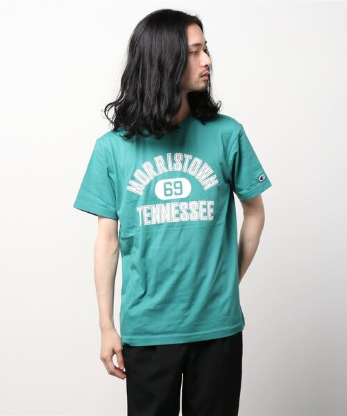 Champion(チャンピオン)の「【Champion/チャンピオン】メンズ ベーシック ショートスリーブTシャツ(Tシャツ/カットソー・メンズ・グレー/ベージュ/グリーン系その他/ホワイト×パープル/バーガンディー/ネイビー/ホワイト×グリーン/ブラック・MEDIUM/LARGE/XX-LARGE/X-LARGE)」の7枚目の写真