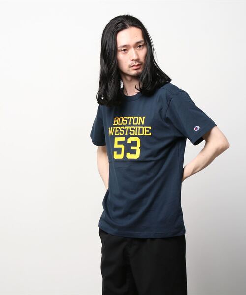 Champion(チャンピオン)の「【Champion/チャンピオン】メンズ ベーシック ショートスリーブTシャツ(Tシャツ/カットソー・メンズ・グレー/ベージュ/グリーン系その他/ホワイト×パープル/バーガンディー/ネイビー/ホワイト×グリーン/ブラック・MEDIUM/LARGE/XX-LARGE/X-LARGE)」の1枚目の写真