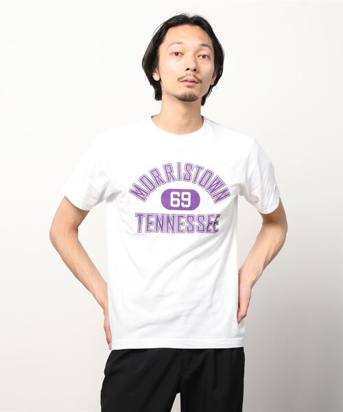 Champion(チャンピオン)の「【Champion/チャンピオン】メンズ ベーシック ショートスリーブTシャツ(Tシャツ/カットソー・メンズ・グレー/ベージュ/グリーン系その他/ホワイト×パープル/バーガンディー/ネイビー/ホワイト×グリーン/ブラック・MEDIUM/LARGE/XX-LARGE/X-LARGE)」の3枚目の写真