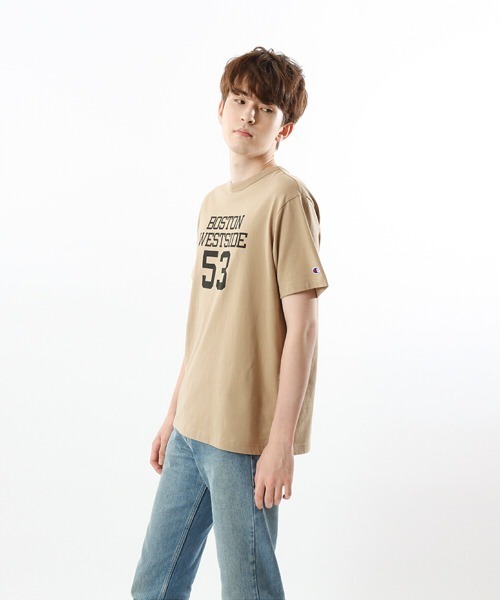 Champion(チャンピオン)の「【Champion/チャンピオン】メンズ ベーシック ショートスリーブTシャツ(Tシャツ/カットソー・メンズ・グレー/ベージュ/グリーン系その他/ホワイト×パープル/バーガンディー/ネイビー/ホワイト×グリーン/ブラック・MEDIUM/LARGE/XX-LARGE/X-LARGE)」の6枚目の写真