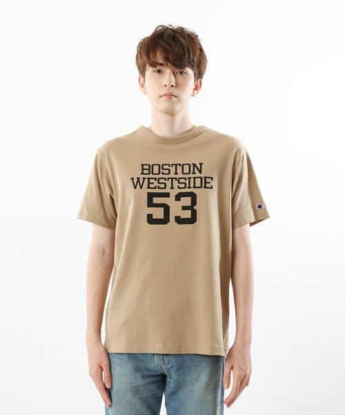 Champion(チャンピオン)の「【Champion/チャンピオン】メンズ ベーシック ショートスリーブTシャツ(Tシャツ/カットソー・メンズ・グレー/ベージュ/グリーン系その他/ホワイト×パープル/バーガンディー/ネイビー/ホワイト×グリーン/ブラック・MEDIUM/LARGE/XX-LARGE/X-LARGE)」の11枚目の写真