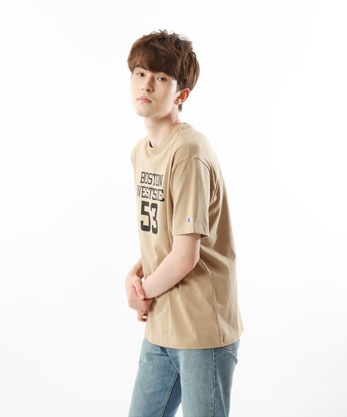 Champion(チャンピオン)の「【Champion/チャンピオン】メンズ ベーシック ショートスリーブTシャツ(Tシャツ/カットソー・メンズ・グレー/ベージュ/グリーン系その他/ホワイト×パープル/バーガンディー/ネイビー/ホワイト×グリーン/ブラック・MEDIUM/LARGE/XX-LARGE/X-LARGE)」の12枚目の写真