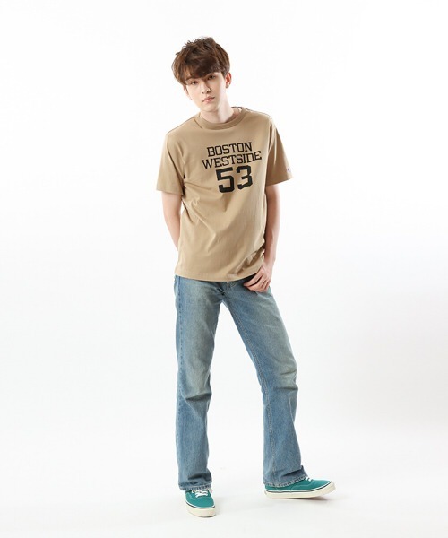 Champion(チャンピオン)の「【Champion/チャンピオン】メンズ ベーシック ショートスリーブTシャツ(Tシャツ/カットソー・メンズ・グレー/ベージュ/グリーン系その他/ホワイト×パープル/バーガンディー/ネイビー/ホワイト×グリーン/ブラック・MEDIUM/LARGE/XX-LARGE/X-LARGE)」の14枚目の写真