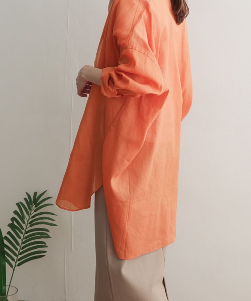 URBAN RESEARCH DOORS（アーバンリサーチドアーズ）の「ラミーコットンビッグシャツ（シャツ/ブラウス・レディース・オフホワイト/カーキ/オレンジ/ブルー・MEDIUM）」の12枚目の写真