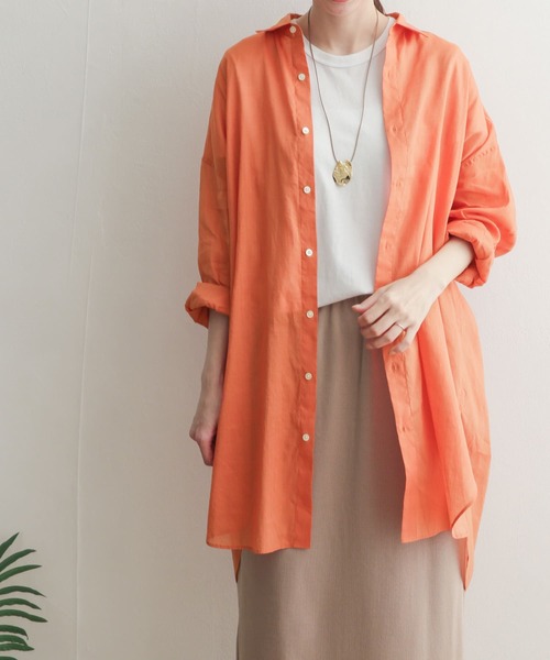 URBAN RESEARCH DOORS（アーバンリサーチドアーズ）の「ラミーコットンビッグシャツ（シャツ/ブラウス・レディース・オフホワイト/カーキ/オレンジ/ブルー・MEDIUM）」の15枚目の写真