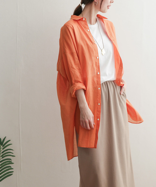 URBAN RESEARCH DOORS（アーバンリサーチドアーズ）の「ラミーコットンビッグシャツ（シャツ/ブラウス・レディース・オフホワイト/カーキ/オレンジ/ブルー・MEDIUM）」の17枚目の写真